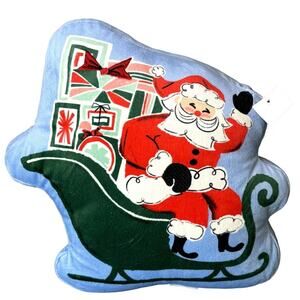 St Nicholas Square Santa Sleigh Throw Pillow Christmas Holiday Decorative NWT